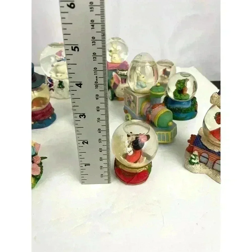 VTG Lot of‎ 10 Mini Small Snow Globes Easter Christmas Holiday Zoo